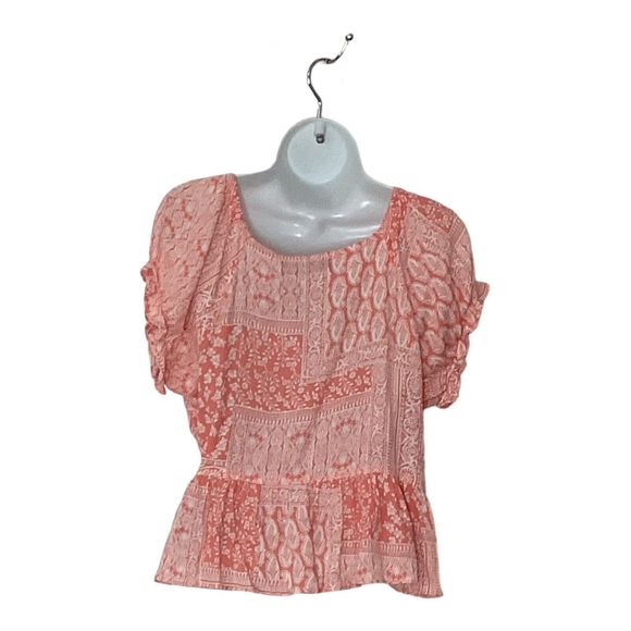 Lot Of 2 NWT Blue B Ladies Top Peach & White Smocked Bo Ho Ruffled Top L & M - Picture 2 of 4